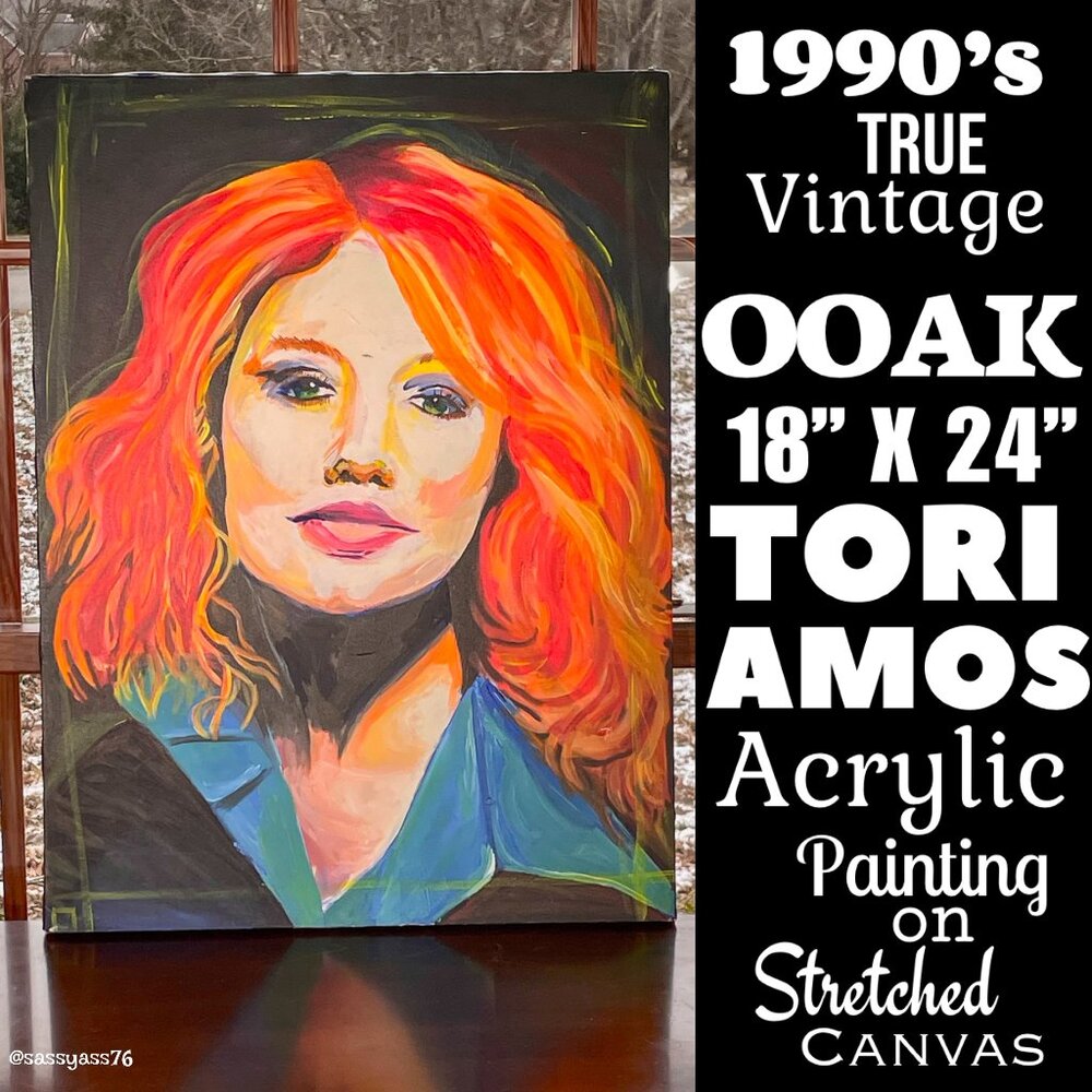 ▪️VTG▪️OOAK 18" X 24" TORI AMOS Artisan Acrylic Painting On Stretched Canvas